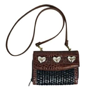 Vintage leather heart wallet crossbody